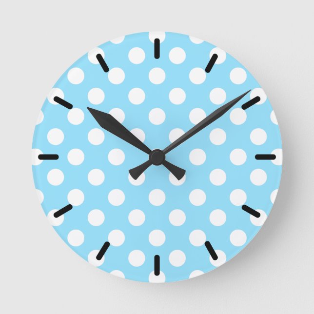 Horloge Ronde Pois blancs sur bleu pâle (Recto)