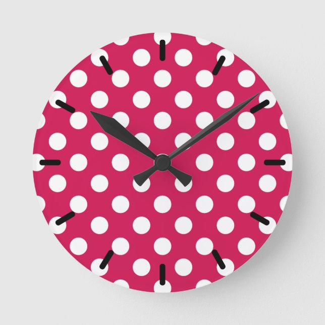 Horloge Ronde Pois blancs sur cerise (Recto)