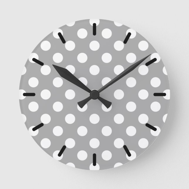 Horloge Ronde Pois blancs sur gris (Recto)