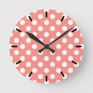 Horloge Ronde Pois blancs sur la pêche