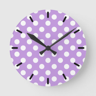Horloge Ronde Pois blancs sur lilas