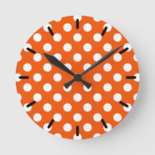 Horloge Ronde Pois blancs sur orange (Recto)
