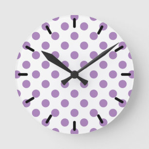 Horloge Ronde Pois de lavande sur blanc