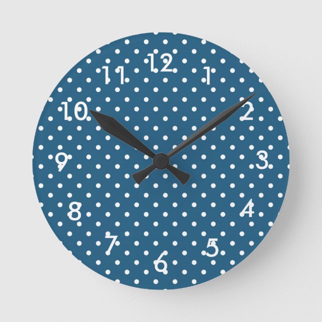 Horloge Ronde Pois en bleu foncé (Recto)