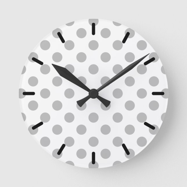 Horloge Ronde Pois gris sur blanc (Recto)