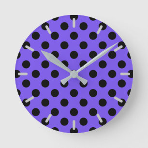 Horloge Ronde Pois noirs sur perwinkle