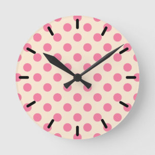 Horloge Ronde Pois roses à la crème
