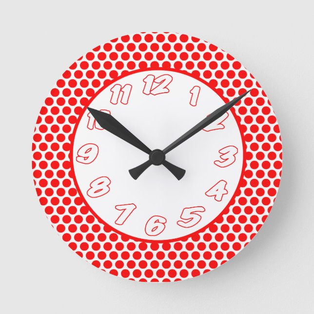 Horloge Ronde Pois rouges/blancs (Recto)