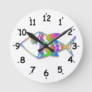 Horloge Ronde Poisson Abstrait