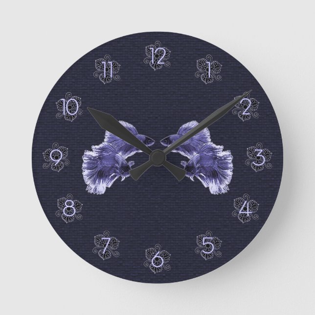Horloge Ronde Poisson Bêta Pourpre (Recto)