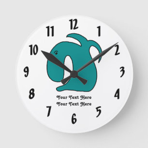 Horloge Ronde Poisson blanc bleu