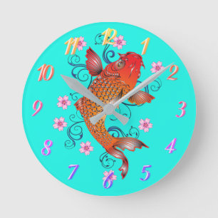 Horloge Ronde Poisson koi