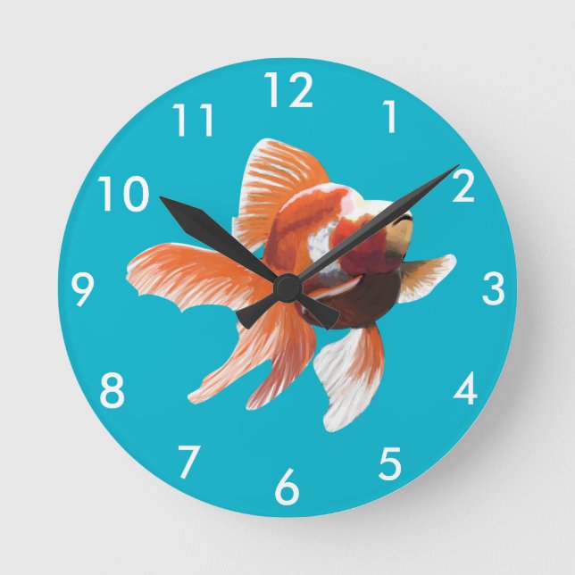 Horloge Ronde Poisson rouge orange et blanc Painterly (Recto)