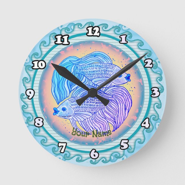 Horloge Ronde Poisson Yin Yang (Recto)