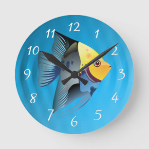 Horloge Ronde poissons tropicaux