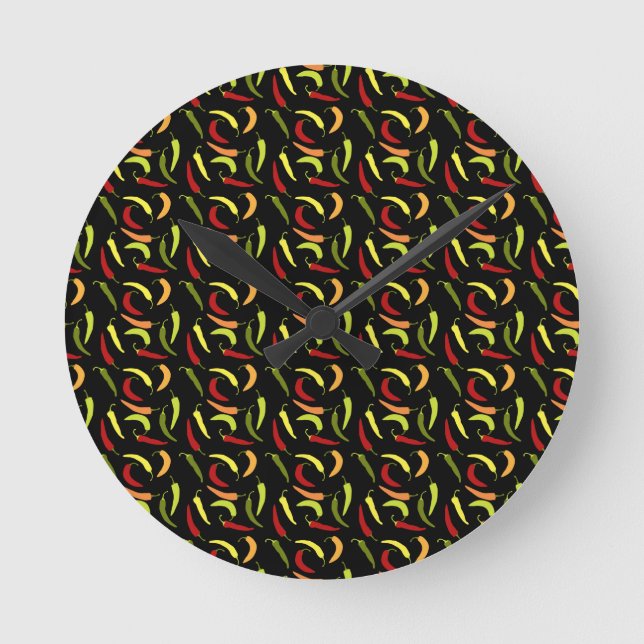 Horloge Ronde Poivrons Rouges Cinco de Mayo Nourriture Mexicaine (Recto)