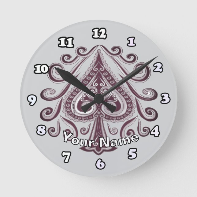 Horloge Ronde Poker Piques  (Recto)