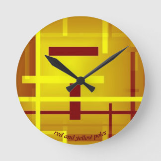 Horloge Ronde Poles de Red and Yellow