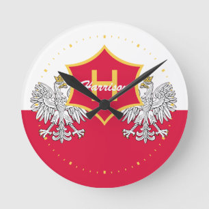 Horloge Ronde Polish White Eagle Crest Monogrammed