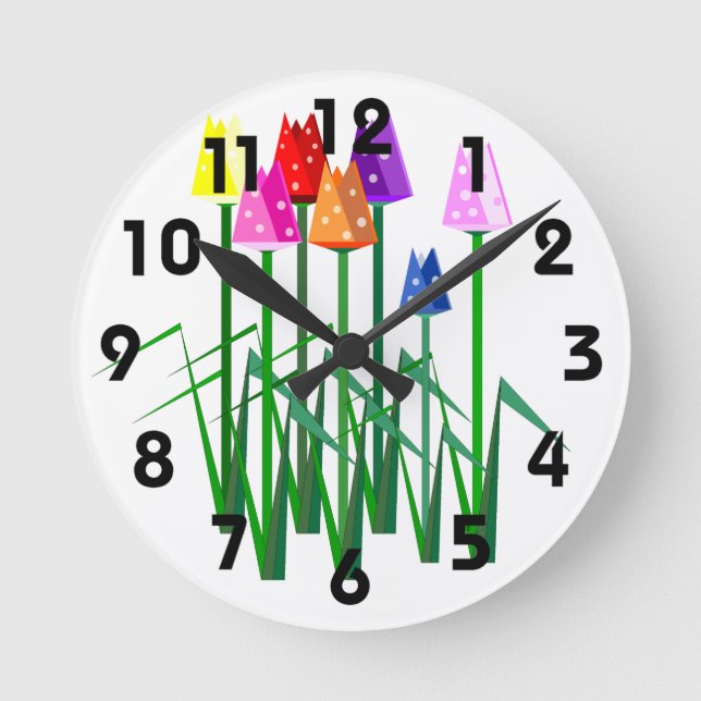 Horloge Ronde Polka Dot Tulips Clock (Recto)