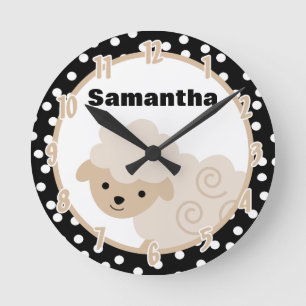 Horloge Ronde Polkadot Neutre Tan Country Agritourisme Mouton La