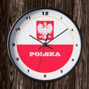 Horloge Ronde Pologne Horloge, Décor moderne, Drapeau polonais