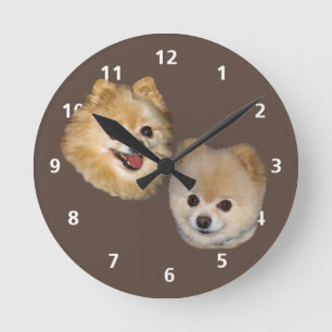 Horloge Ronde Poméranian Dog Customizable