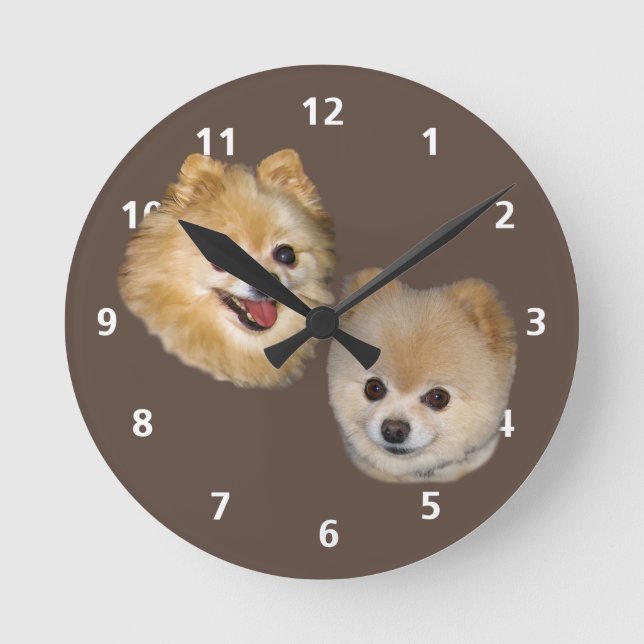 Horloge Ronde Poméranian Dog Customizable (Recto)