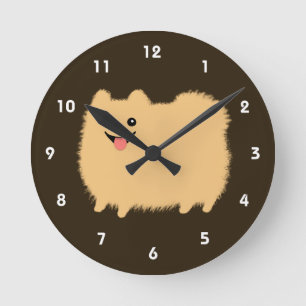 Horloge Ronde Pomeranian heureux - Chien mignon et duveteux
