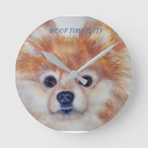 HORLOGE RONDE POMERANIEN EN OR CUTE