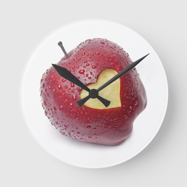 Horloge Ronde Pomme rouge fraîche avec un symbole en forme de co (Recto)