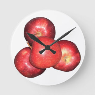 Horloge Ronde Pommes rouges sucrées et crêpes - Impression de fr