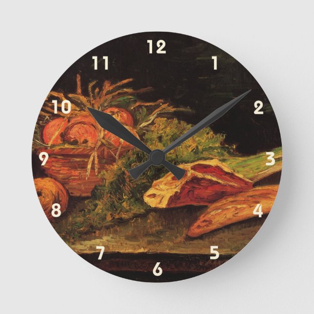 Horloge Ronde Pommes, Viande et un Rouleau par Vincent van Gogh (Recto)