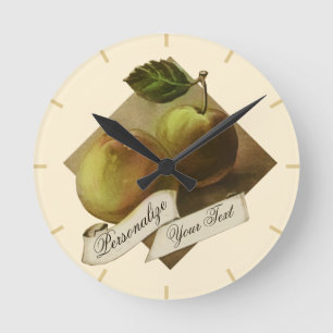 Horloge Ronde Pommes Vintage Personnalisées Fruit Rétro Ancienne