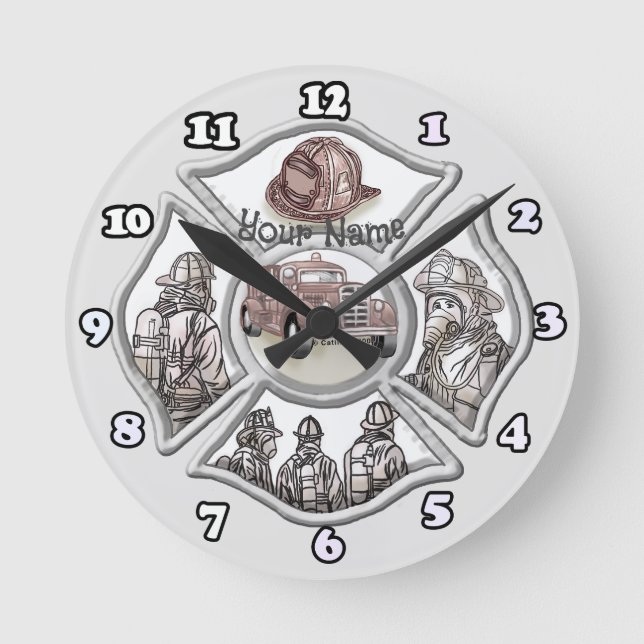 Horloge Ronde pompier croix de Malte (Recto)