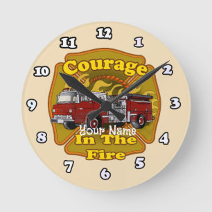 Horloge Ronde Pompiers de camions Courage