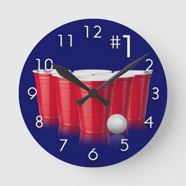 Horloge Ronde Pong de bière (Recto)