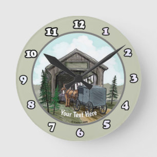 Horloge ronde Pont Couvert Amish