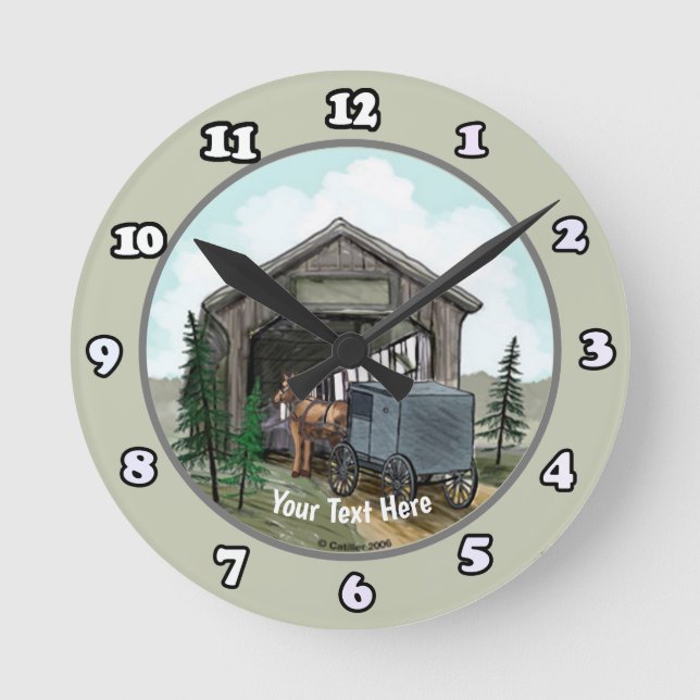Horloge ronde Pont Couvert Amish (Recto)