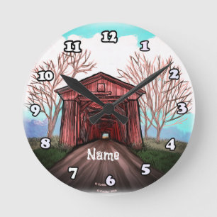 Horloge Ronde Pont couvert rouge