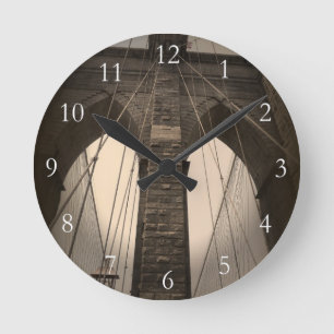 Horloge Ronde Pont de Brooklyn vintage de sépia