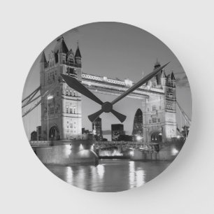 Horloge Ronde Pont Tour de Londres blanc noir