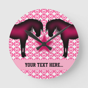 Horloge Ronde Pony rose personnalisé