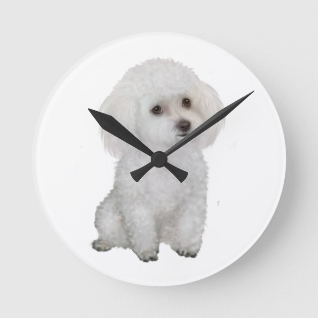 Horloge Ronde Poodle - blanc 1 (Recto)
