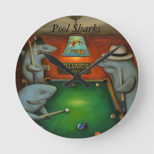 Horloge Ronde Pool Sharks with Lettering