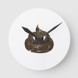 Horloge Ronde Poop de dessin en colère