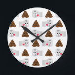 Horloge Ronde poop emoji et papier de toilette<br><div class="desc">poop emoji et papier de toilette tissu mignon poop emoticon</div>