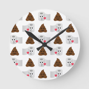 Horloge Ronde poop emoji et papier de toilette