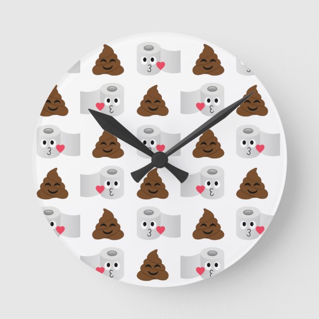 Horloge Ronde poop emoji et papier de toilette (Recto)