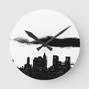 Horloge Ronde Pop Art Black White New York City
